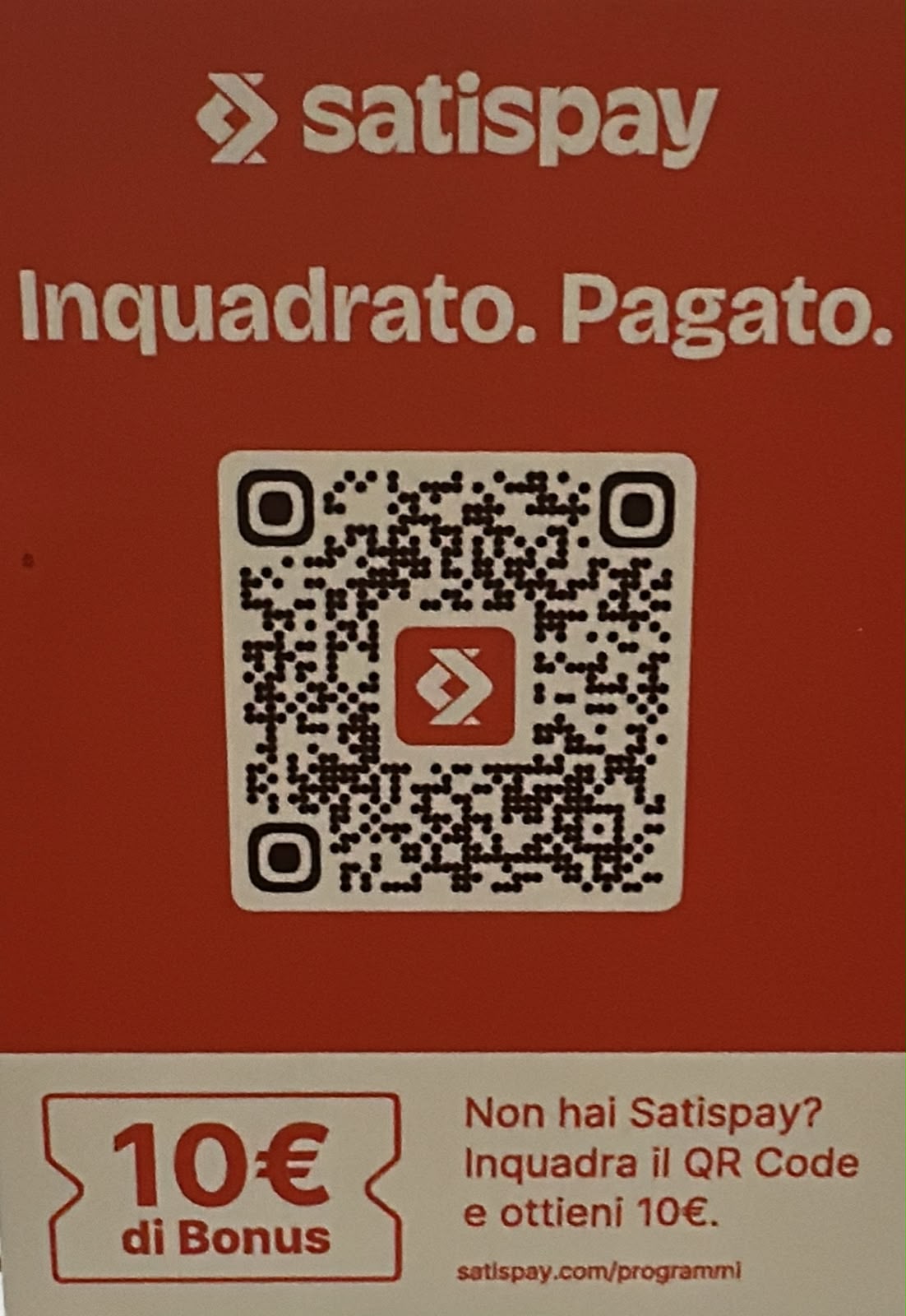Codice QR Satispay per le donazioni